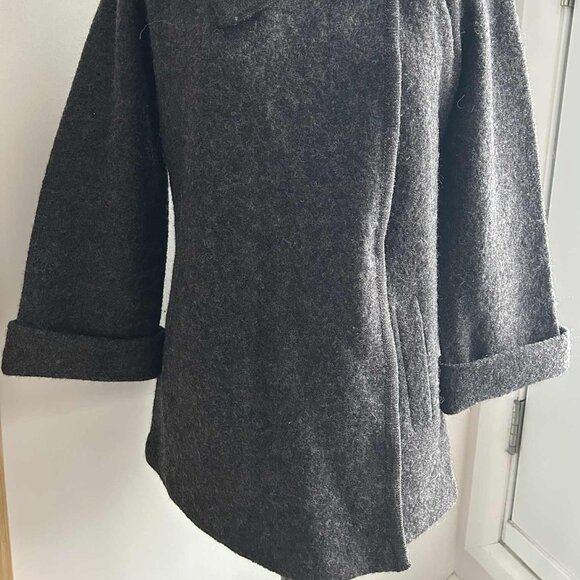 Paul Costelloe Charcoal Wool Felt Minimalist Jacket with Fold Collar – US 8 - Picture 4 of 12